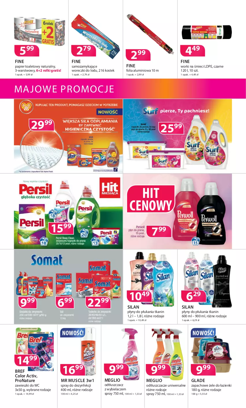 Gazetka promocyjna Drogerie Polskie - Gazetka - ważna 14.05 do 31.05.2021 - strona 8 - produkty: Bref, Folia aluminiowa, Gra, Mus, Odtłuszczacz, Papier, Papier toaletowy, Rolki, Silan, Stek, Woreczki do lodu, Worki na śmiec, Worki na śmieci, Zawieszki