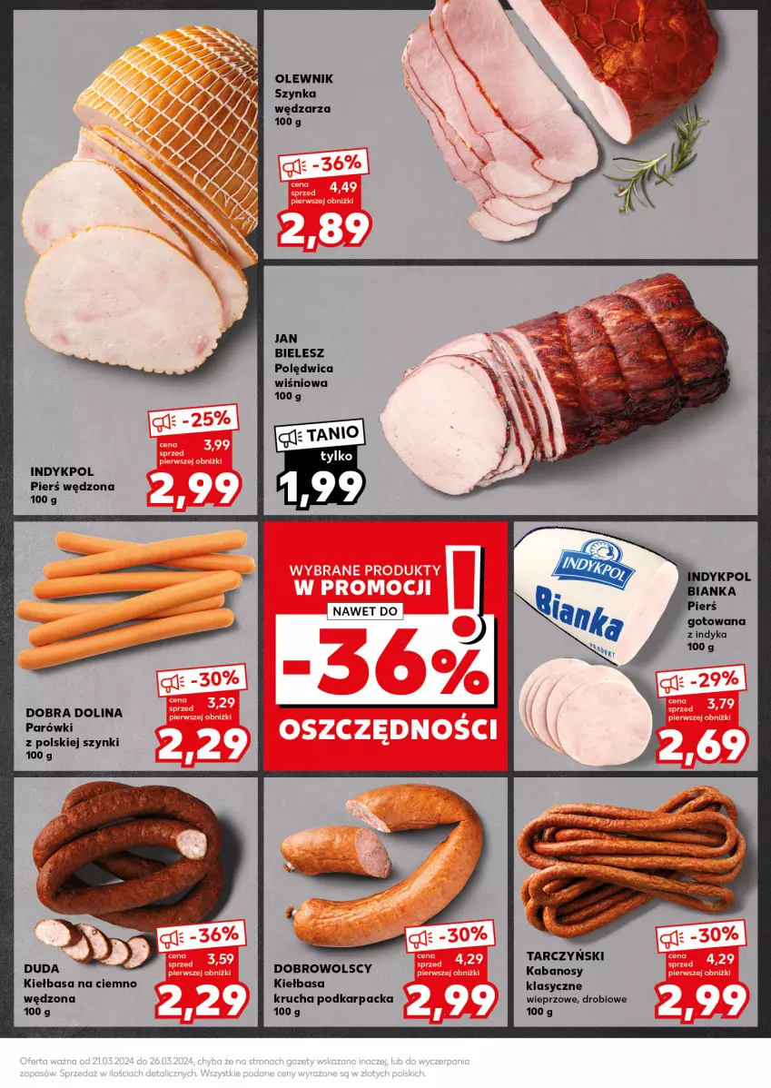 Gazetka promocyjna Kaufland - Kaufland - ważna 25.03 do 26.03.2024 - strona 21 - produkty: Duda, Kabanos, Karp, Kiełbasa, Kiełbasa krucha, Olewnik, Parówki, Polędwica, Szynka, Tarczyński