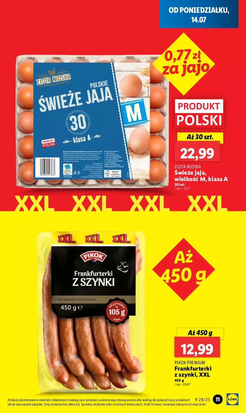 Gazetka promocyjna Lidl - GAZETKA - ważna 14.07 do 16.07.2025 - strona 15 - produkty: Frankfurterki, Jaja, PIKOK