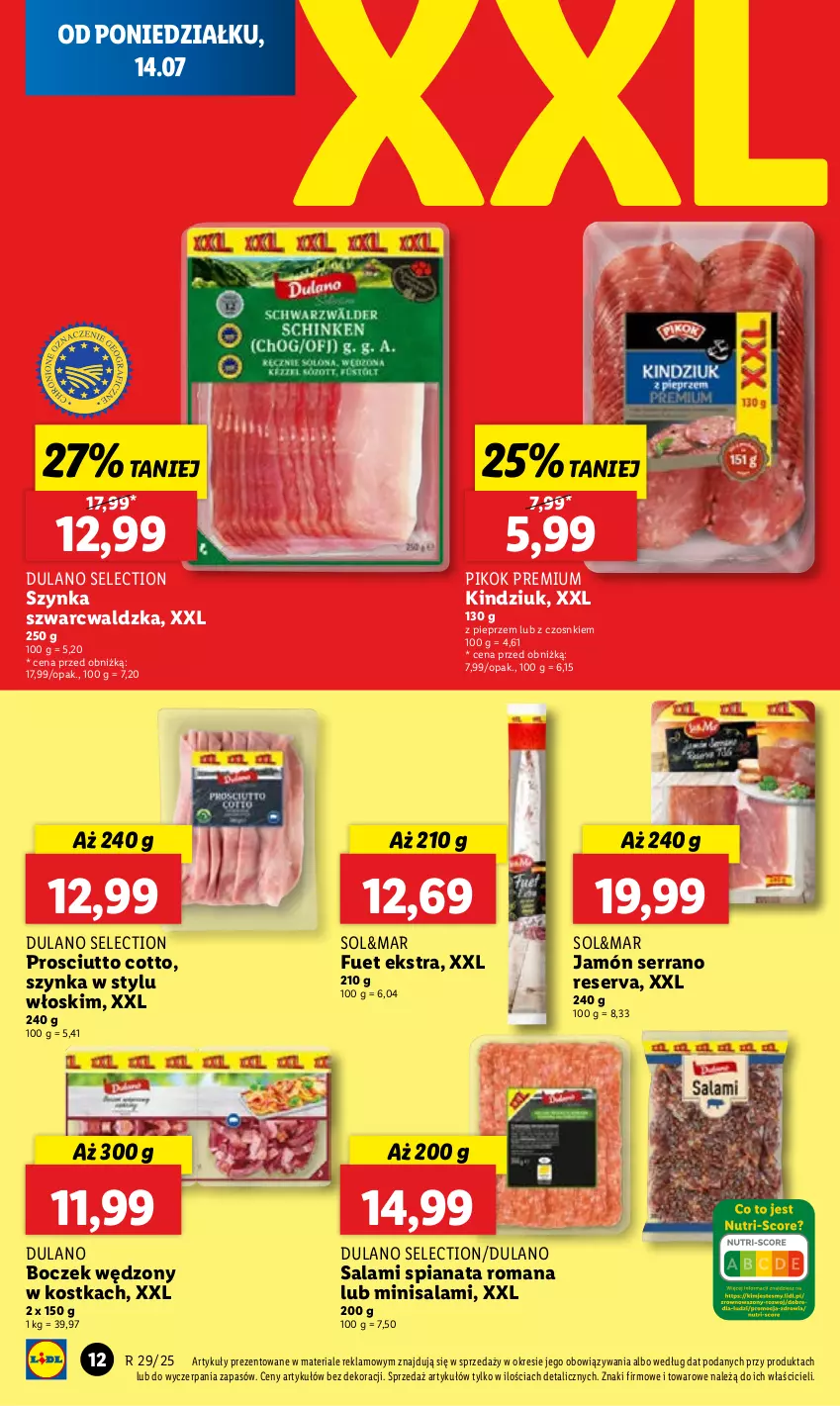 Gazetka promocyjna Lidl - GAZETKA - ważna 14.07 do 16.07.2025 - strona 16 - produkty: Boczek, Dulano, Jamón serrano, Kindziuk, Pieprz, PIKOK, Prosciutto, Salami, Ser, Szynka