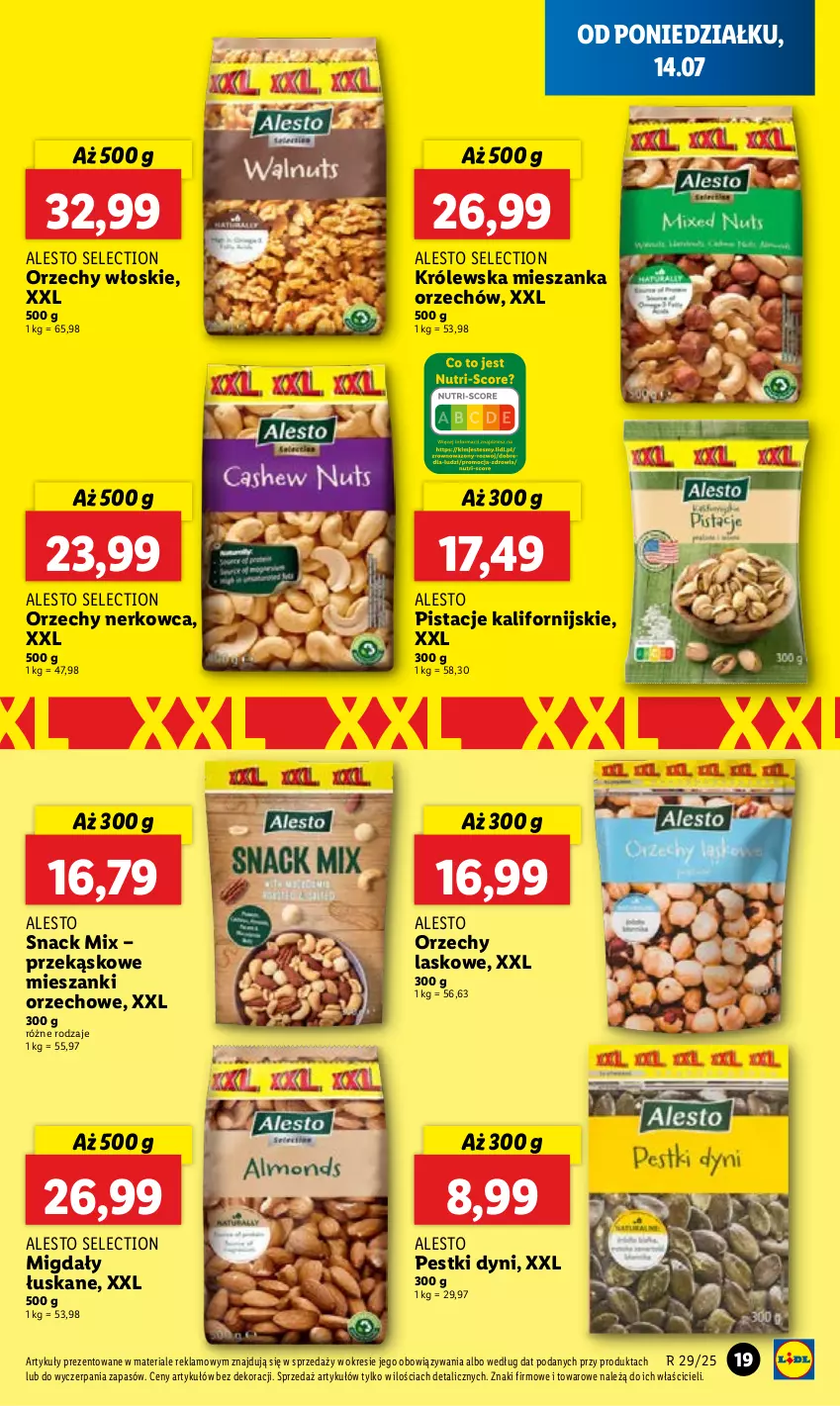 Gazetka promocyjna Lidl - GAZETKA - ważna 14.07 do 16.07.2025 - strona 23 - produkty: Migdały, Migdały łuskane, Orzechy włoskie, Pestki dyni, Pistacje