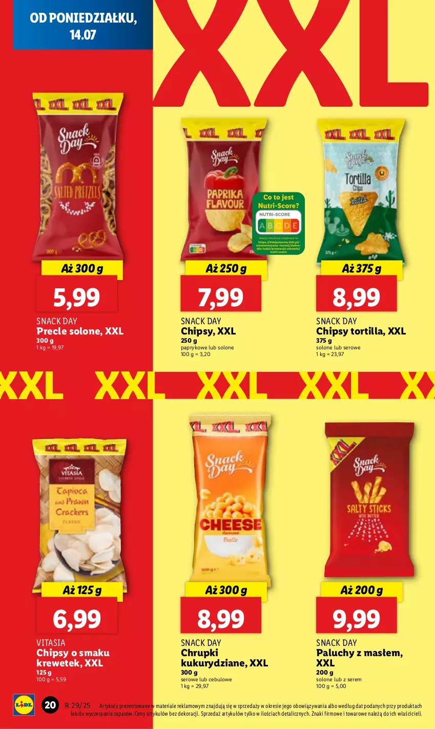 Gazetka promocyjna Lidl - GAZETKA - ważna 14.07 do 16.07.2025 - strona 24 - produkty: Chipsy, Chrupki, Precle, Ser, Tortilla