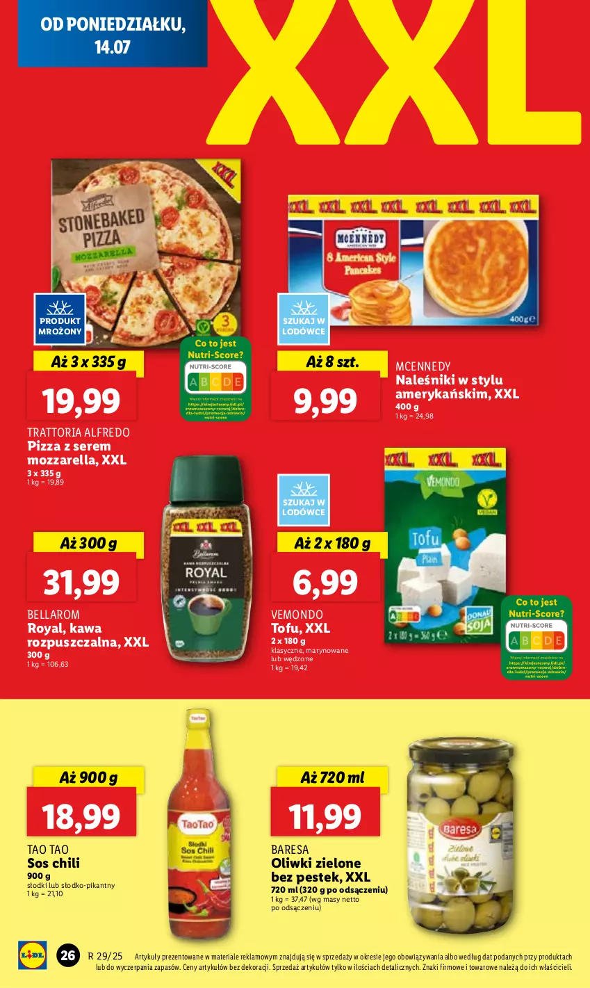 Gazetka promocyjna Lidl - GAZETKA - ważna 14.07 do 16.07.2025 - strona 30 - produkty: Bell, Bella, Kawa, Kawa rozpuszczalna, Mozzarella, Naleśniki, Oliwki, Oliwki zielone, Pizza, Ser, Sos, Stek, Tofu