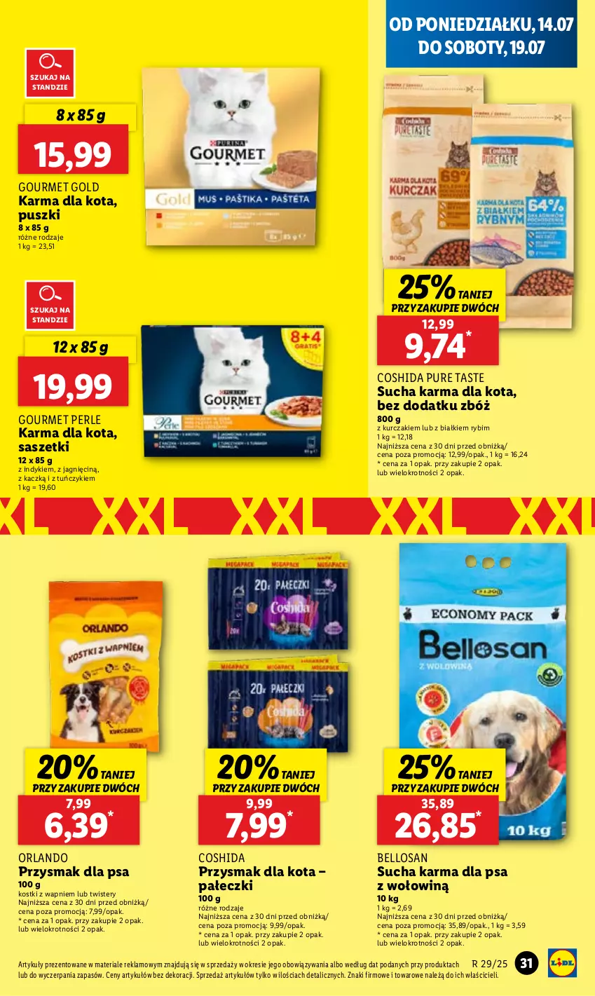 Gazetka promocyjna Lidl - GAZETKA - ważna 14.07 do 16.07.2025 - strona 35 - produkty: Bell, Gourmet Gold, Kurczak, Przysmak dla kota, Przysmak dla psa, Pur, Sucha karma, Tuńczyk