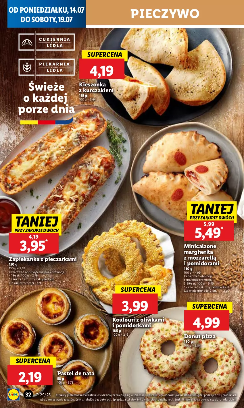 Gazetka promocyjna Lidl - GAZETKA - ważna 14.07 do 16.07.2025 - strona 36 - produkty: Donut, Kurczak, Orka, Piec, Pieczarka, Pieczywo, Pizza, Por, Zapiekanka