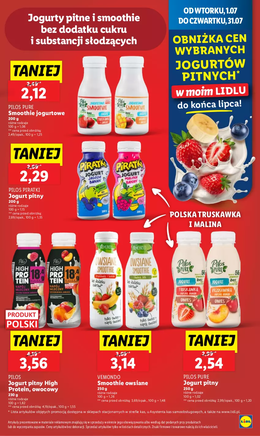 Gazetka promocyjna Lidl - GAZETKA - ważna 14.07 do 16.07.2025 - strona 39 - produkty: Jogurt, Jogurt pitny, Pilos, Pur, Smoothie