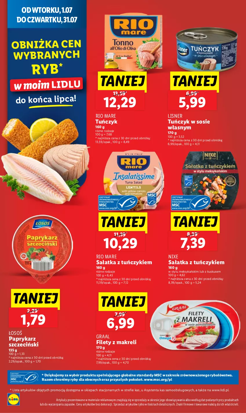 Gazetka promocyjna Lidl - GAZETKA - ważna 14.07 do 16.07.2025 - strona 42 - produkty: Gra, Graal, Kuskus, Lisner, Papryka, Paprykarz, Paprykarz szczeciński, Rio Mare, Sałat, Sałatka, Sos, Tuńczyk