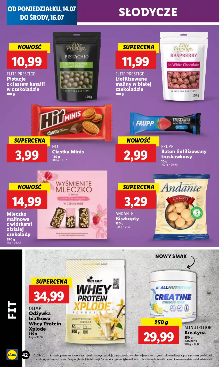 Gazetka promocyjna Lidl - GAZETKA - ważna 14.07 do 16.07.2025 - strona 52 - produkty: Baton, Biszkopty, Ciastka, Maliny, Mleczko, Odżywka, Pistacje