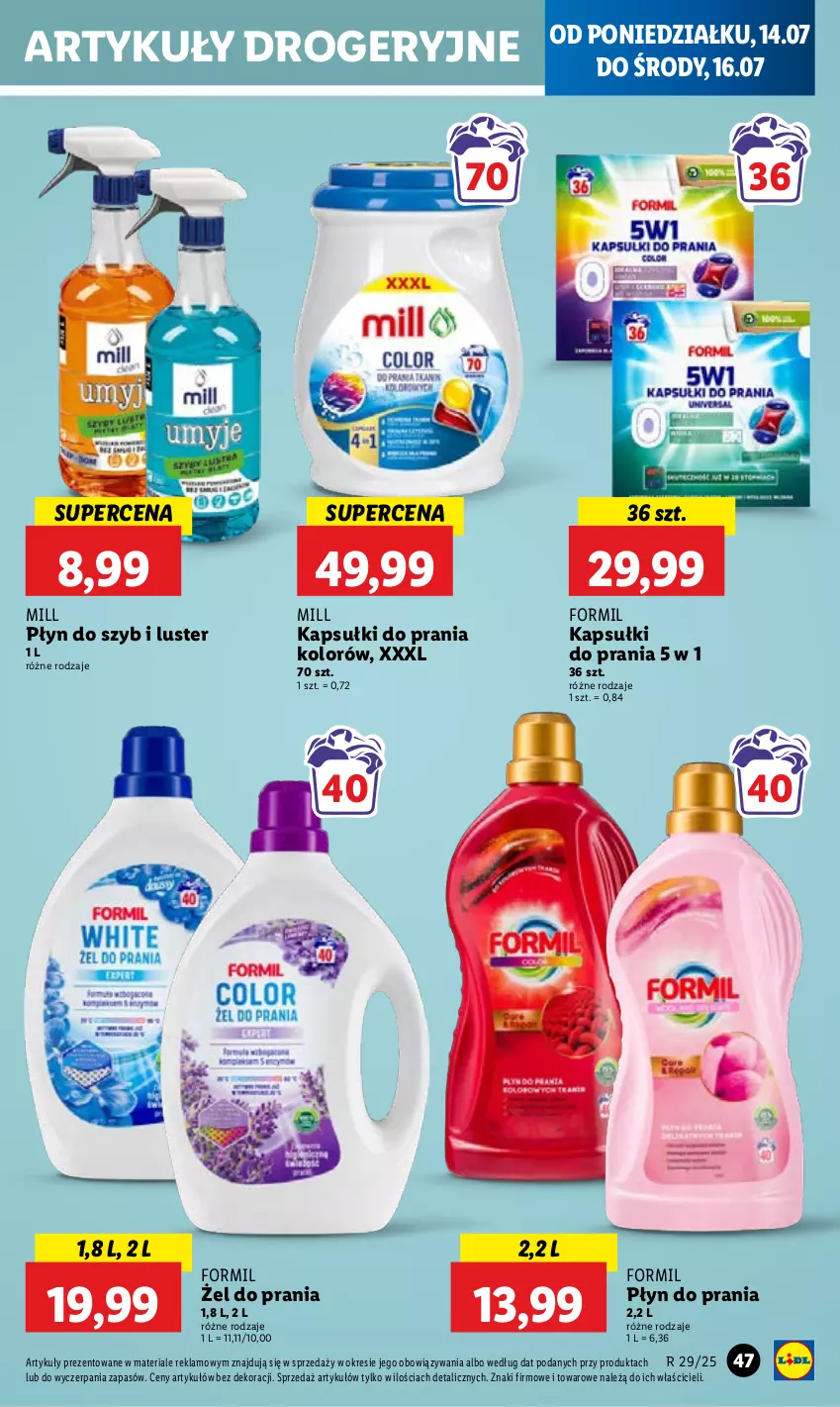 Gazetka promocyjna Lidl - GAZETKA - ważna 14.07 do 16.07.2025 - strona 57 - produkty: Kapsułki do prania, Płyn do prania, Płyn do szyb