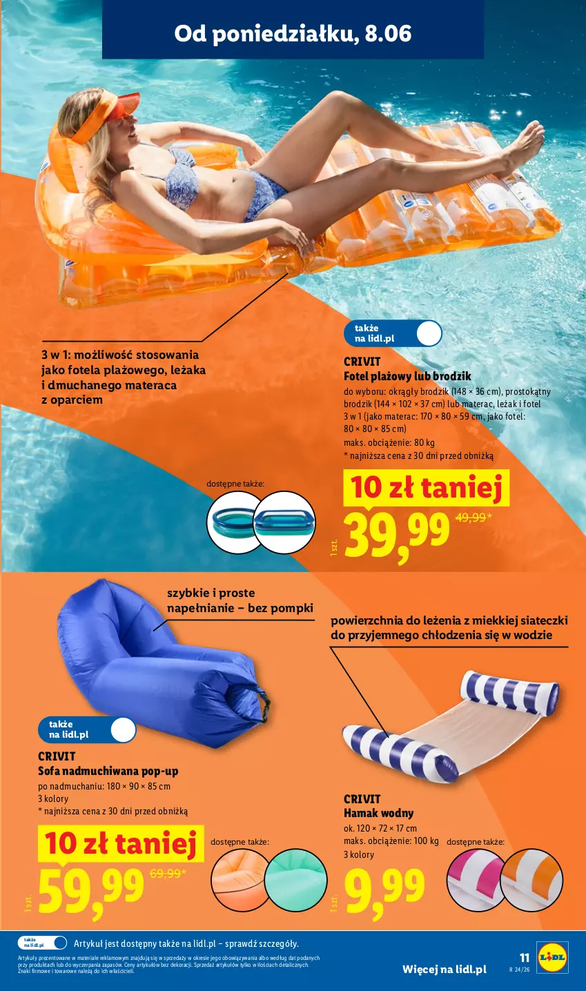 Gazetka promocyjna Lidl - Katalog ważny od 8.06 - ważna 08.06 do 13.06.2026 - strona 11 - produkty: Brodzik, Fa, Fotel, Hama, Materac, Sofa, Tera