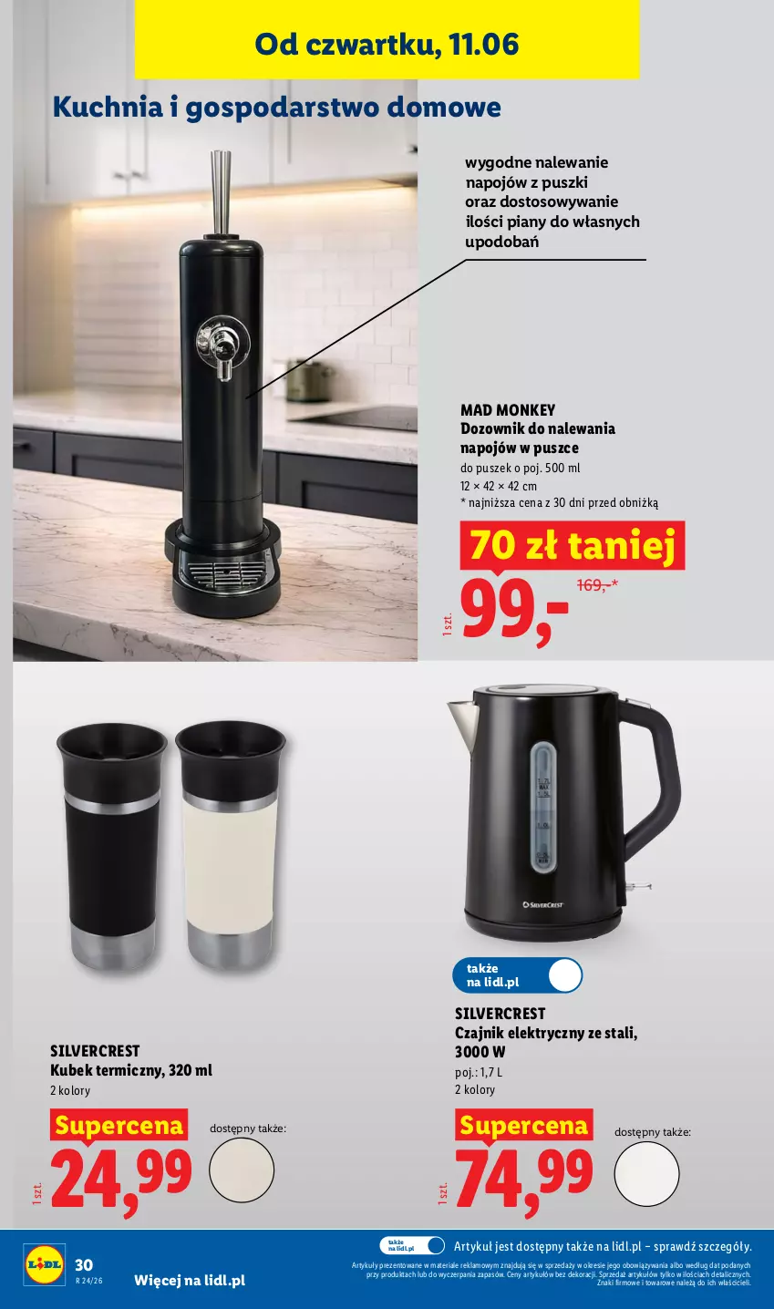 Gazetka promocyjna Lidl - Katalog ważny od 8.06 - ważna 08.06 do 13.06.2026 - strona 34 - produkty: Czajnik, Czajnik elektryczny, Dozownik, Kubek, Kubek termiczny, Kuchnia, Silvercrest