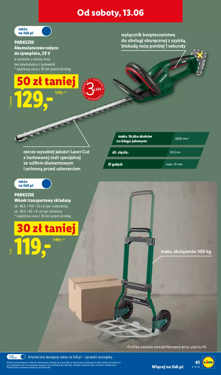Gazetka promocyjna Lidl - Katalog ważny od 8.06 - ważna 08.06 do 13.06.2026 - strona 45 - produkty: Akumulator, Gra, Grafika, Noż, Nożyce, Parkside, Piec, Por, Ser, Sok, Sport, Tran, Wózek, Wózek transportowy