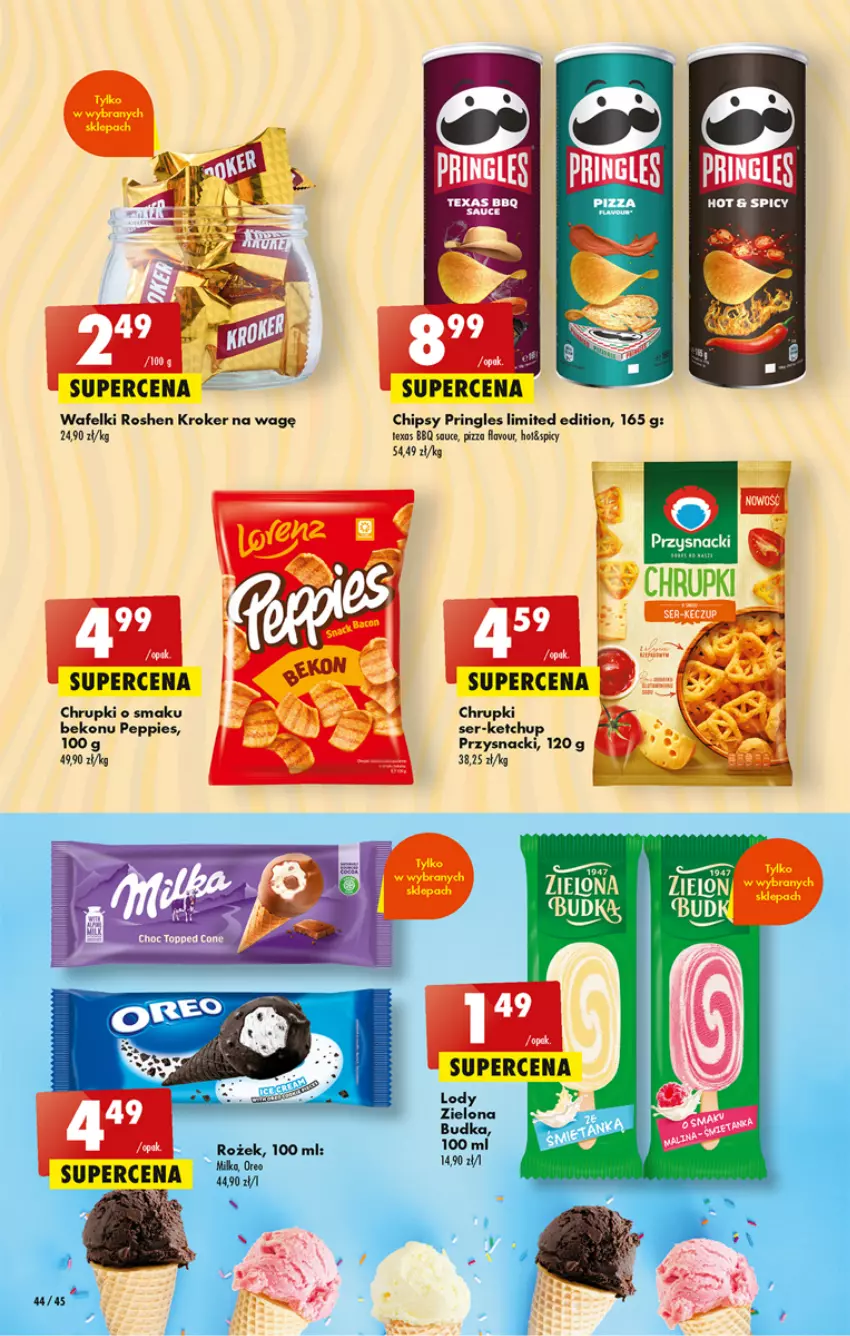 Gazetka promocyjna Biedronka - Od czwartku - ważna 20.07 do 26.07.2023 - strona 44 - produkty: Beko, Chipsy, Chrupki, Ketchup, Lody, Milka, Pringles, Przysnacki, Ser, Zielona Budka