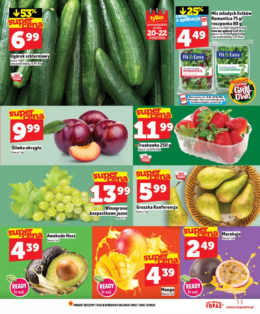 Gazetka promocyjna Topaz - Gazetka - ważna 16.04 do 22.04.2026 - strona 11 - produkty: Mango, Roszponka, Top
