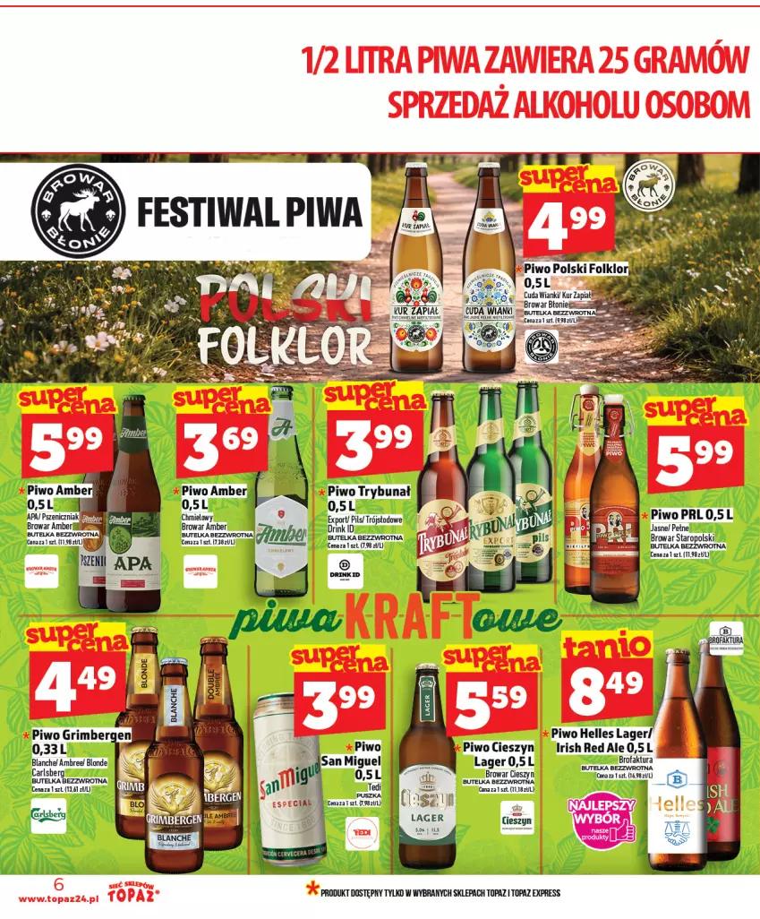 Gazetka promocyjna Topaz - Gazetka - ważna 16.04 do 22.04.2026 - strona 6 - produkty: Carlsberg, Fa, Piwa, Piwo, Por, Top