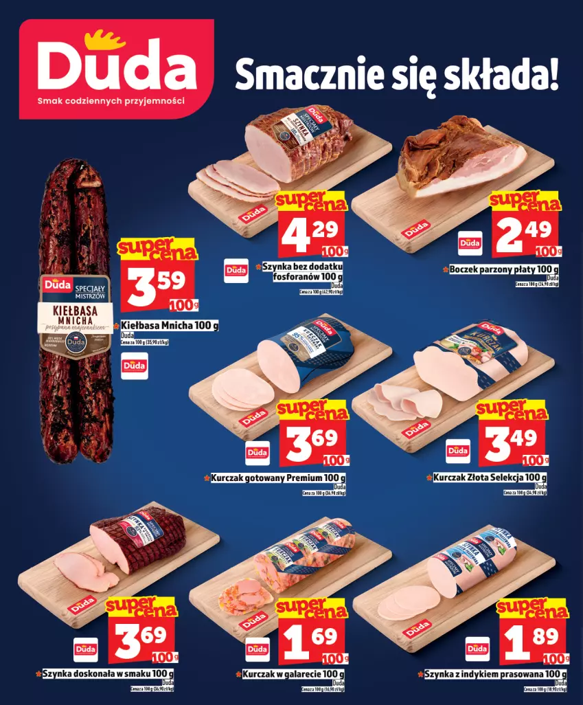 Gazetka promocyjna Topaz - Gazetka - ważna 16.04 do 22.04.2026 - strona 8 - produkty: Boczek, Duda, Gala, Kiełbasa, Kurczak, Szynka