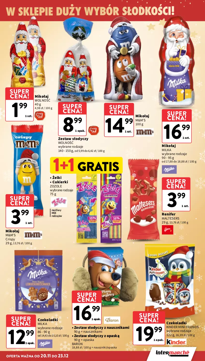 Gazetka promocyjna Intermarche - Gazetka Intermarche - ważna 20.11 do 26.11.2025 - strona 11 - produkty: Cukier, Cukierki, Gra, Kinder, Milka, Opaska, Renifer, Ser
