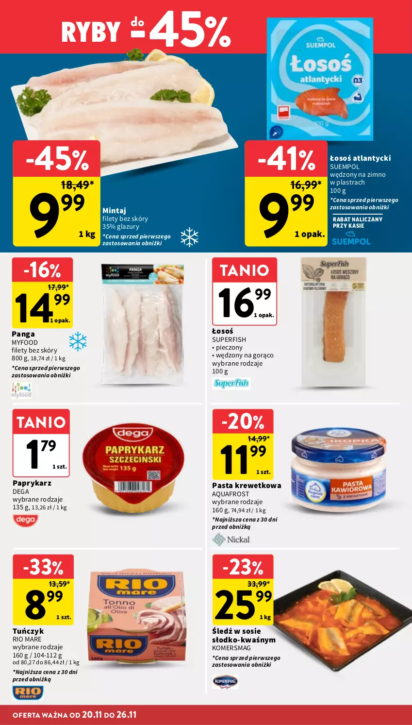 Gazetka promocyjna Intermarche - Gazetka Intermarche - ważna 20.11 do 26.11.2025 - strona 24 - produkty: Dega, Lazur, Mintaj, Panga, Papryka, Paprykarz, Piec, Rio Mare, Sos, Suempol, Tuńczyk