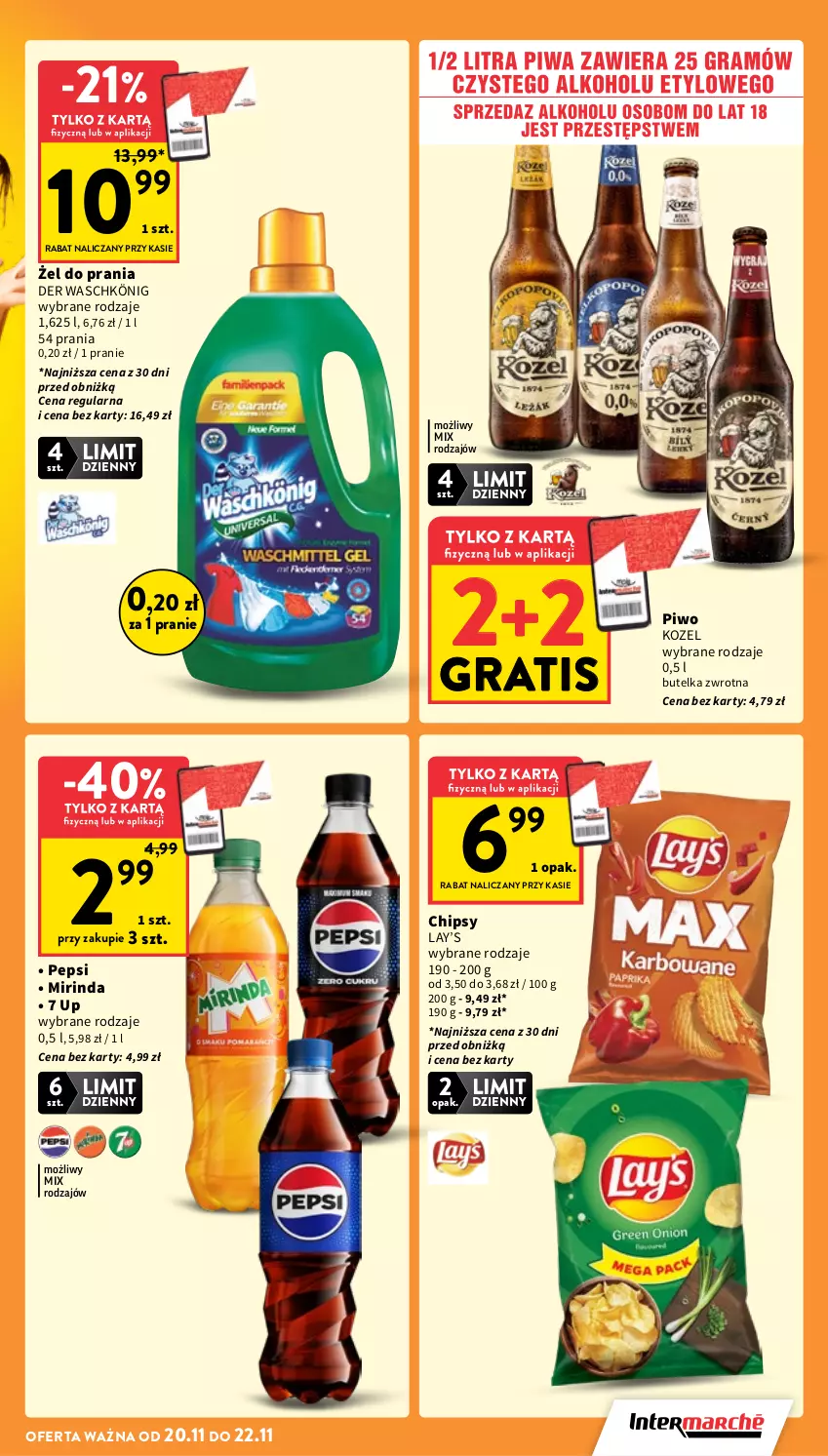 Gazetka promocyjna Intermarche - Gazetka Intermarche - ważna 20.11 do 26.11.2025 - strona 5 - produkty: Chipsy, Gra, König, Kozel, Lay’s, Mirinda, Pepsi, Piwo