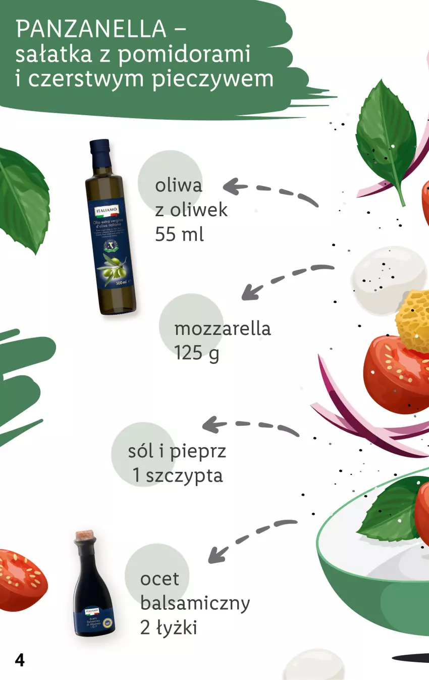 Gazetka promocyjna Lidl - KATALOG ITALIAMO - ważna 06.02 do 11.02.2023 - strona 4 - produkty: Mozzarella, Ocet, Ocet balsamiczny, Piec, Pieprz, Sałat, Sałatka, Sól