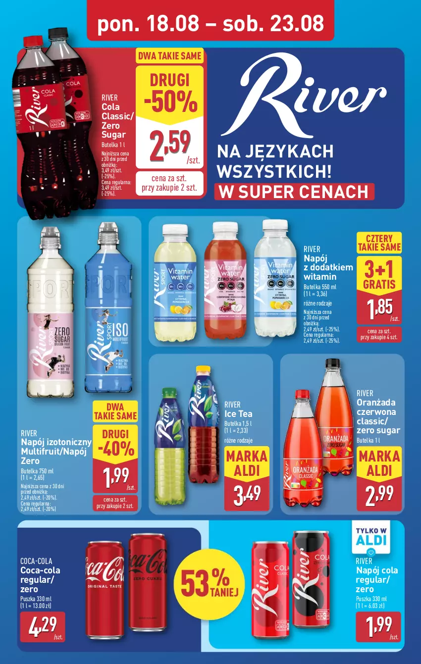 Gazetka promocyjna Aldi - Artykuły przemysłowe i tekstylia - ważna 18.08 do 23.08.2025 - strona 2 - produkty: Coca-Cola, Gra, Ice tea, Napój, Napój izotoniczny, Oranżada