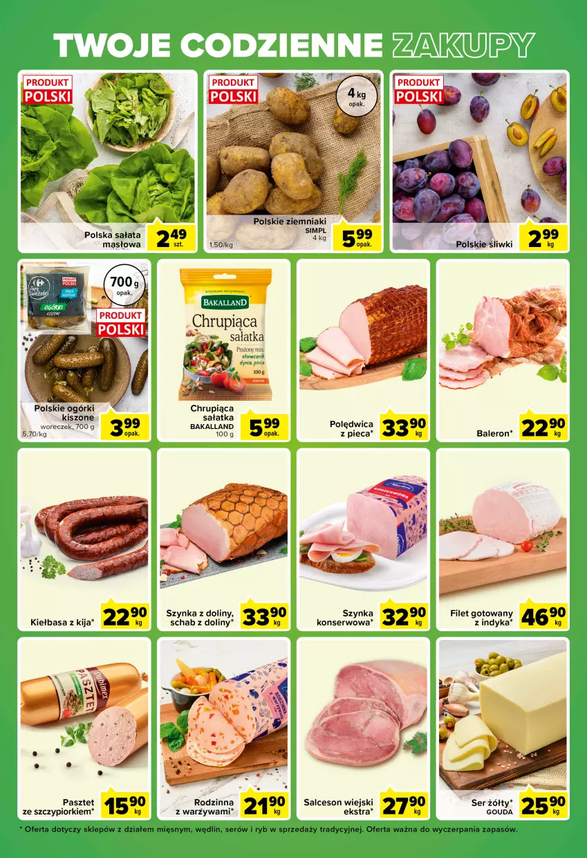 Gazetka promocyjna Carrefour - Gazetka Express - ważna 30.08 do 05.09.2022 - strona 5 - produkty: Bakalland, Gouda, Kiełbasa, Masło, Pasztet, Piec, Polędwica, Sałat, Sałatka, Salceson, Ser, Szynka, Ziemniaki