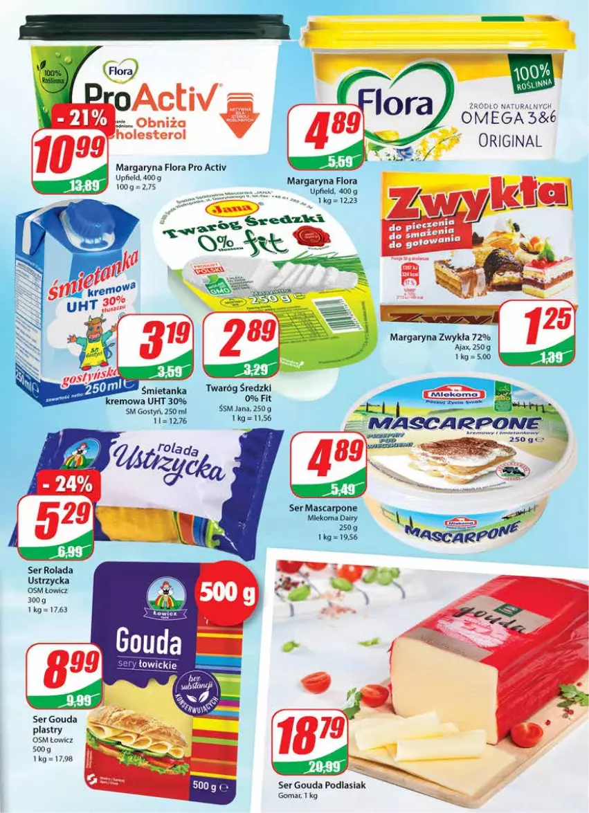 Gazetka promocyjna Dino - Gazetka - ważna 24.02 do 02.03.2021 - strona 13 - produkty: Ajax, Flora, Gin, Gouda, Margaryna, Rolada, Rolada Ustrzycka, Ser, Twaróg