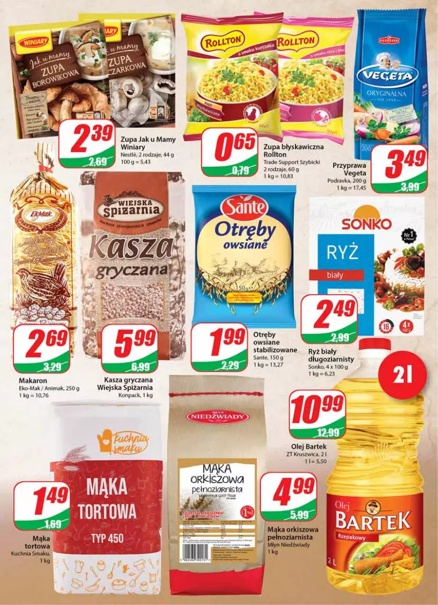 Gazetka promocyjna Dino - Gazetka - ważna 24.02 do 02.03.2021 - strona 7 - produkty: Bartek, BIC, Gry, Kasza, Kasza gryczana, Kuchnia, Mąka, Makaron, Olej, Podravka, Por, Ryż, Ryż biały, Sante, Sonko, Winiary, Zupa