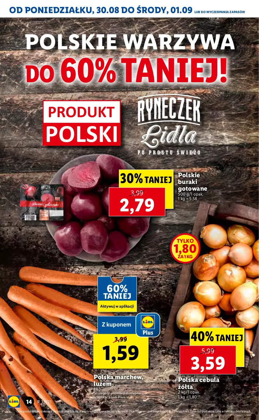 Gazetka promocyjna Lidl - GAZETKA - ważna 30.08 do 01.09.2021 - strona 14 - produkty: Buraki, Cebula, Warzywa