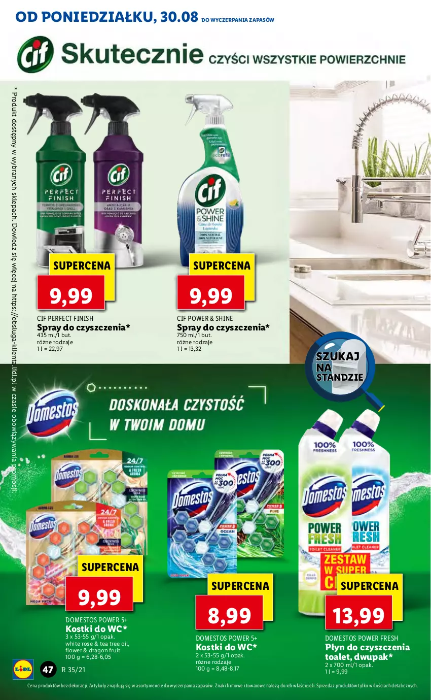 Gazetka promocyjna Lidl - GAZETKA - ważna 30.08 do 01.09.2021 - strona 46 - produkty: Cif, Domestos, Finish, Spray do czyszczenia, Tea tree