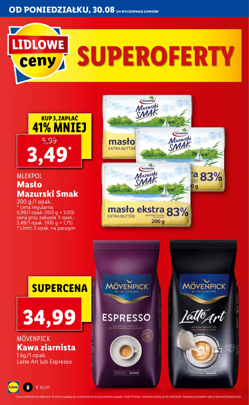 Gazetka promocyjna Lidl - GAZETKA - ważna 30.08 do 01.09.2021 - strona 8 - produkty: Kawa, Kawa ziarnista, Masło