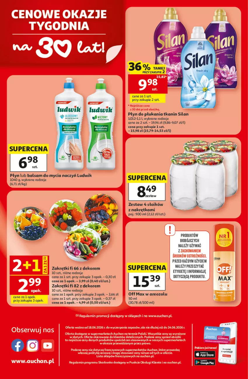 Gazetka promocyjna Auchan - Gazetka 30 Lat Supermarket Auchan - ważna 18.06 do 24.06.2026 - strona 8 - produkty: Balsam do mycia naczyń, Do mycia naczyń, Kret, Ludwik, Płyn do płukania, Silan