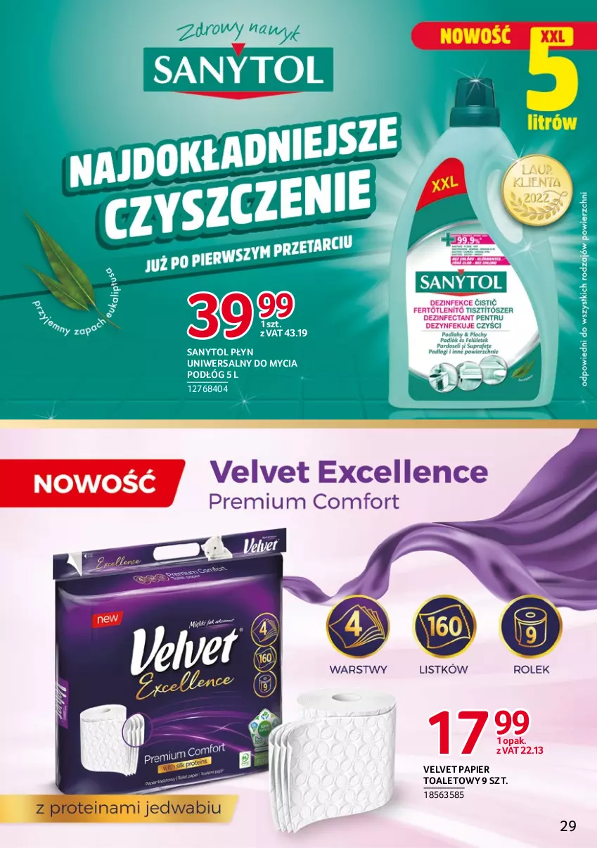 Gazetka promocyjna Selgros - Katalog Markowe Produkty - ważna 20.04 do 02.05.2023 - strona 29 - produkty: Papier, Papier toaletowy, Sanytol, Velvet