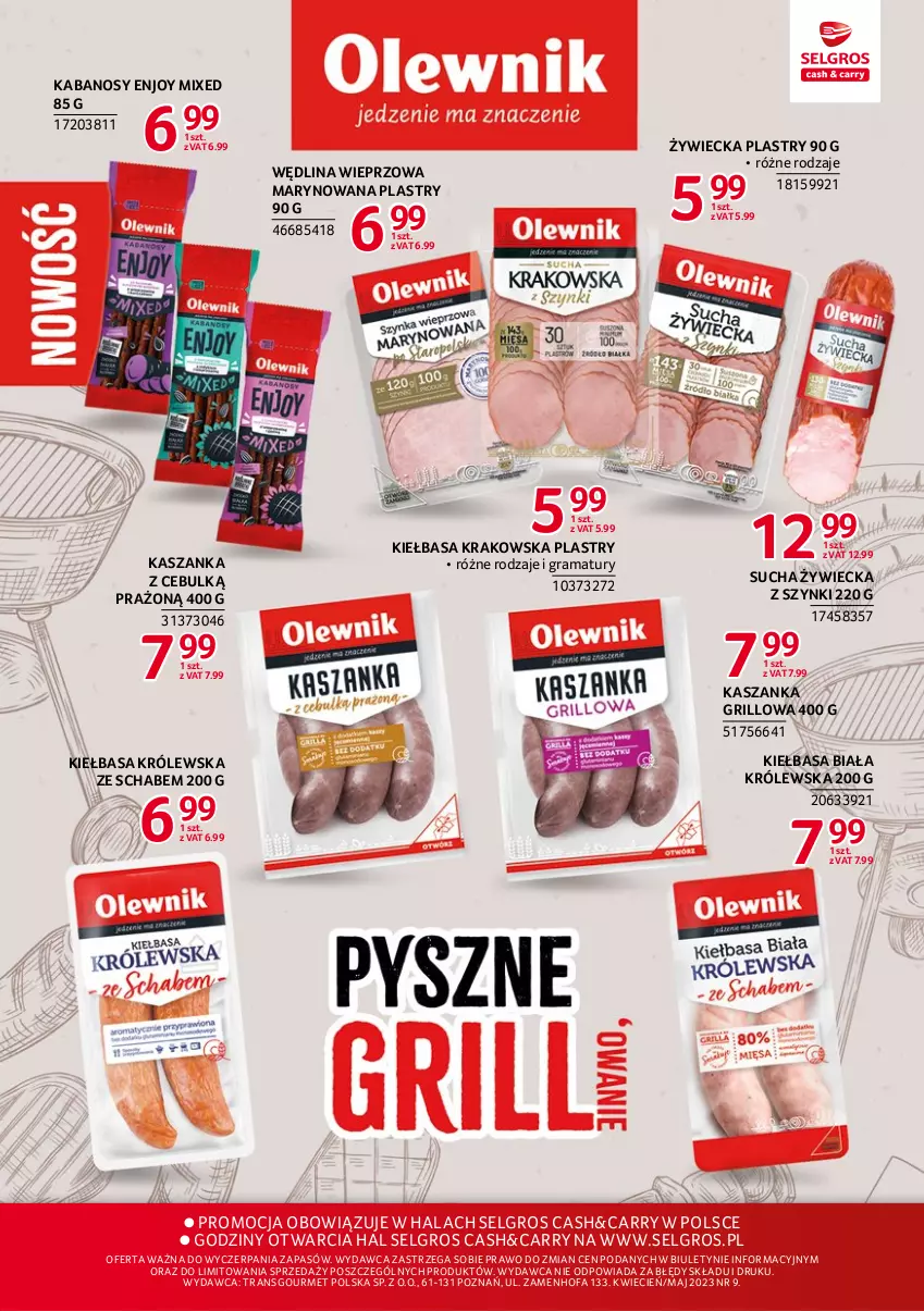 Gazetka promocyjna Selgros - Katalog Markowe Produkty - ważna 20.04 do 02.05.2023 - strona 31 - produkty: Cień, Fa, Gra, Grill, Kabanos, Kasza, Kaszanka, Kiełbasa, Kiełbasa biała, Kiełbasa krakowska, LG, Rama, Tran, Wędlina