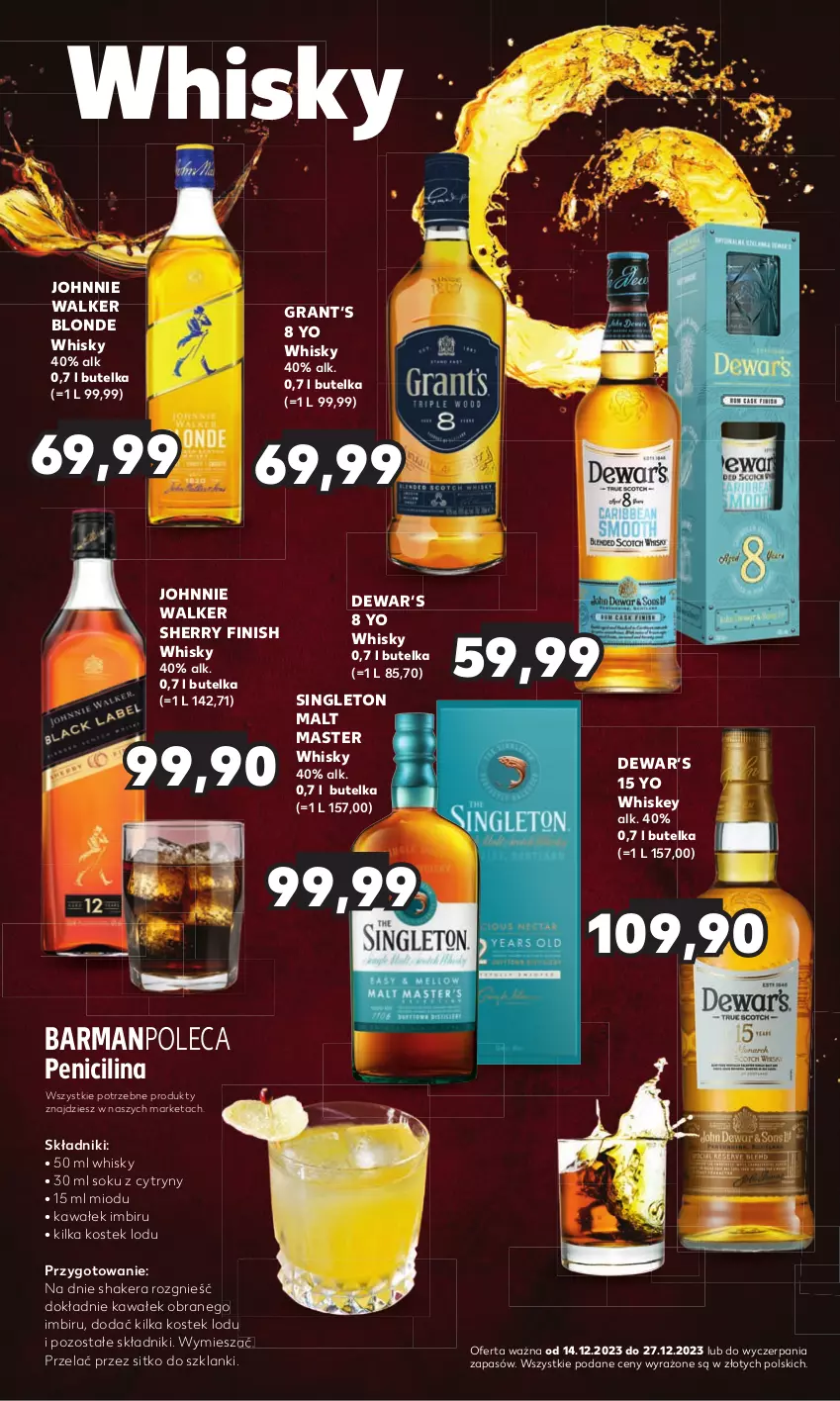 Gazetka promocyjna Kaufland - Barek Kauflandu - ważna 14.12 do 27.12.2023 - strona 8 - produkty: Cytryny, Finish, Gra, Imbir, Johnnie Walker, Kawa, Lanki, Sitko, Sok, Stek, Wałek, Whiskey, Whisky