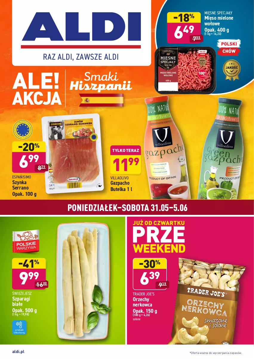 Gazetka promocyjna Aldi - ważna 31.05 do 05.06.2021 - strona 1 - produkty: Mięsne specjały, Mięso, Mięso mielone, Ser, Szynka, Tera