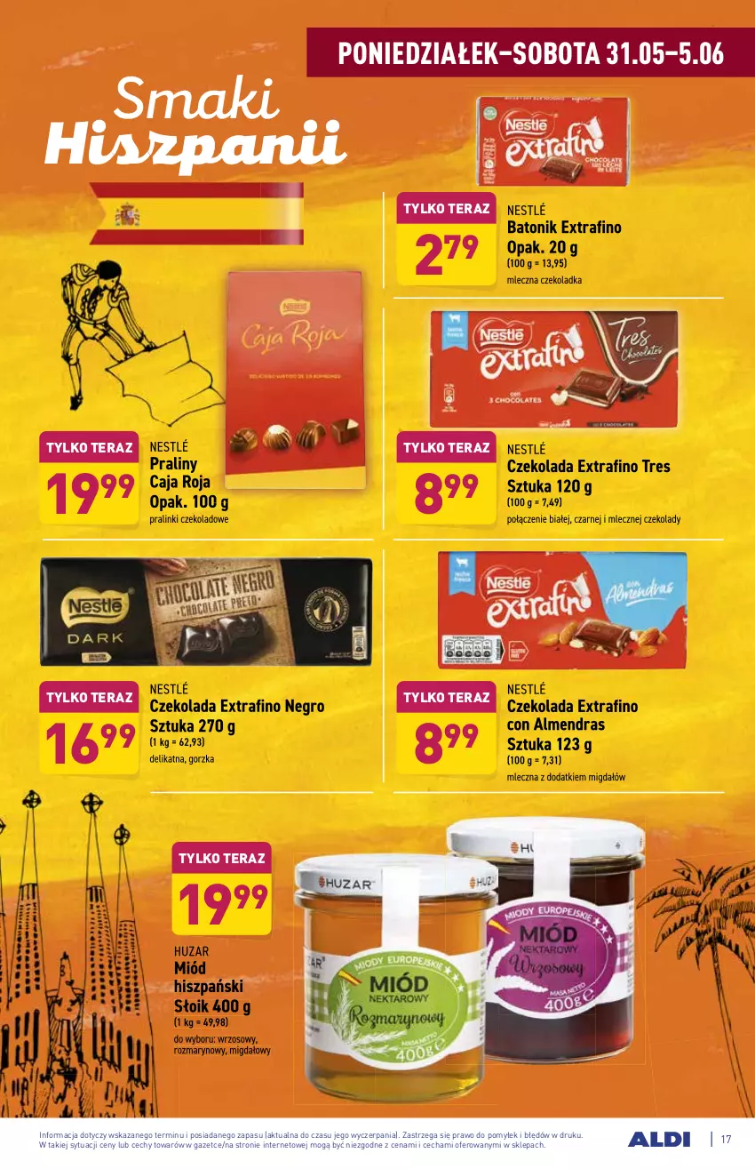 Gazetka promocyjna Aldi - ważna 31.05 do 05.06.2021 - strona 17 - produkty: Baton, Czekolada, Miód, Nestlé, Praliny, Tera, Tonik