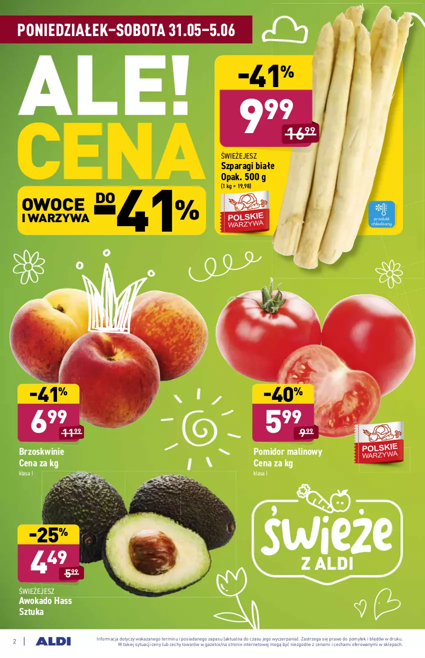 Gazetka promocyjna Aldi - ważna 31.05 do 05.06.2021 - strona 2 - produkty: Brzoskwinie, Owoce, Pomidor malinowy, Warzywa