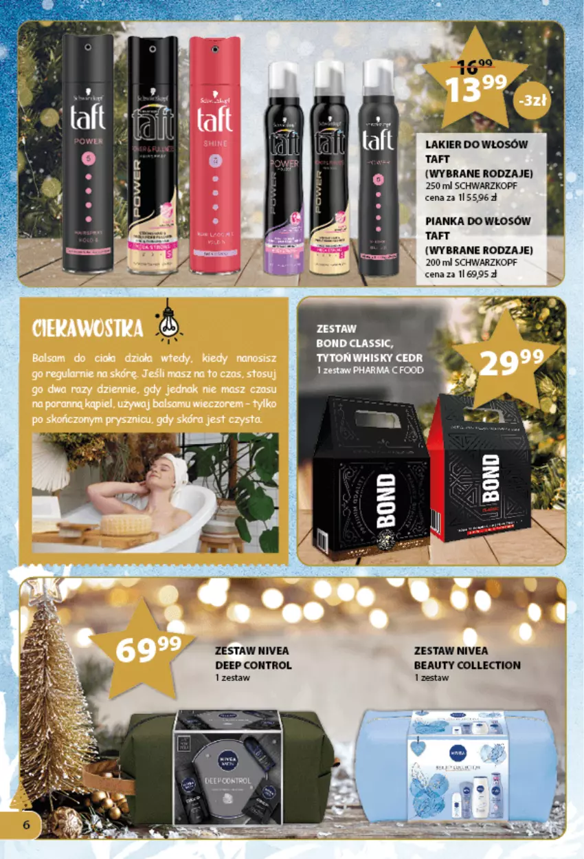 Gazetka promocyjna Arhelan - Gazetka - ważna 28.11.2022 do 08.01.2023 - strona 6 - produkty: Control, Lakier, Lakier do włosów, Nivea, Pianka do włosów, Schwarzkopf, Taft, Whisky