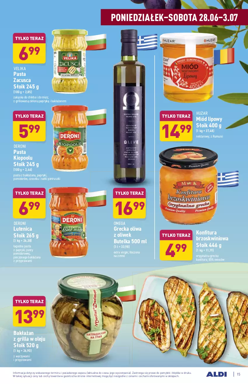 Gazetka promocyjna Aldi - ważna 28.06 do 03.07.2021 - strona 15 - produkty: Chleb, Gin, Grill, Konfitura, Miód, Nektar, Olej, Oliwa z oliwek, Piec, Rum, Tera, Warzywa