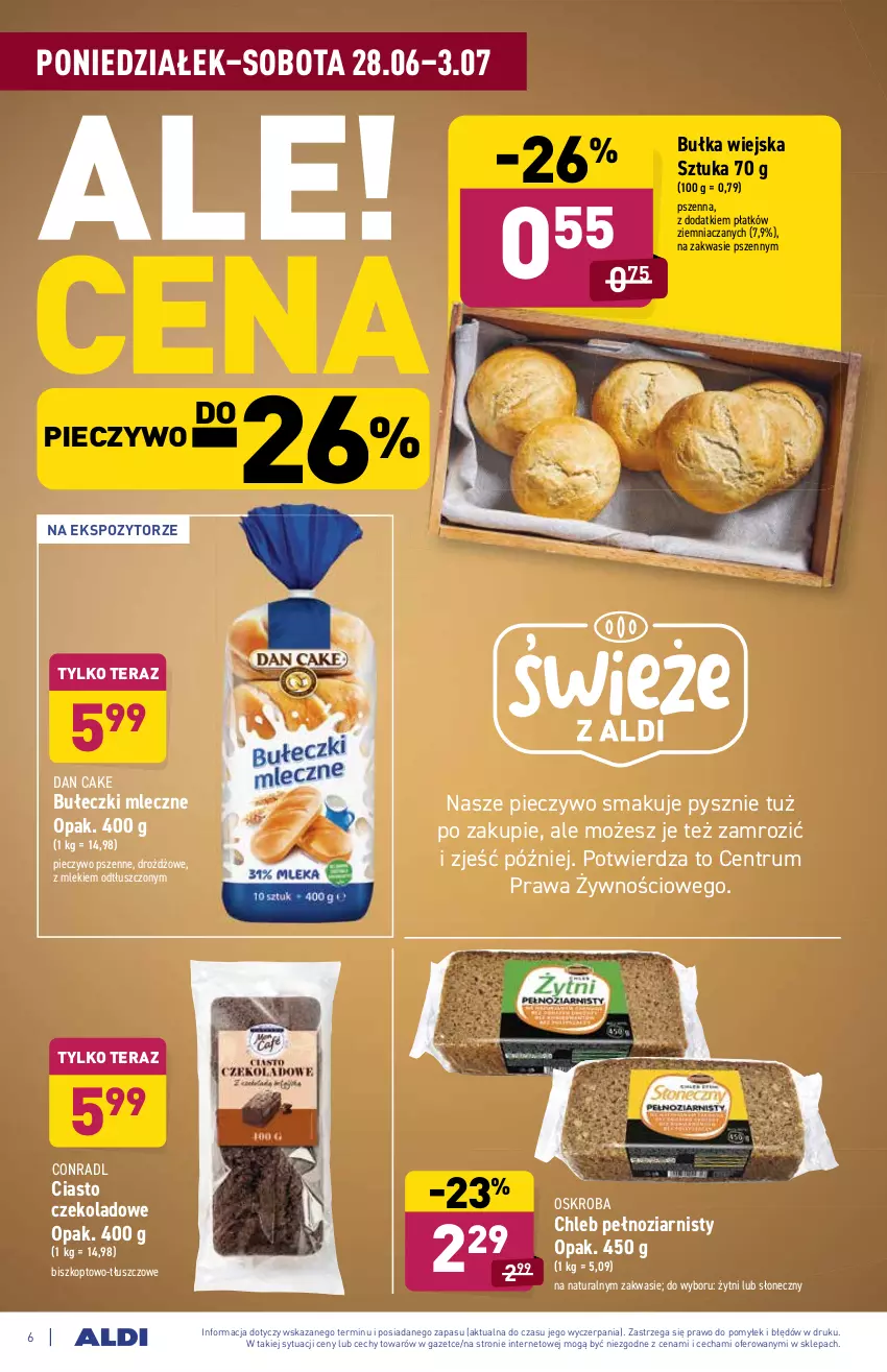 Gazetka promocyjna Aldi - ważna 28.06 do 03.07.2021 - strona 6 - produkty: Bułeczki, Bułeczki mleczne, Bułka, Chleb, Ciasto czekoladowe, Dan Cake, Piec, Pieczywo, Rum, Tera