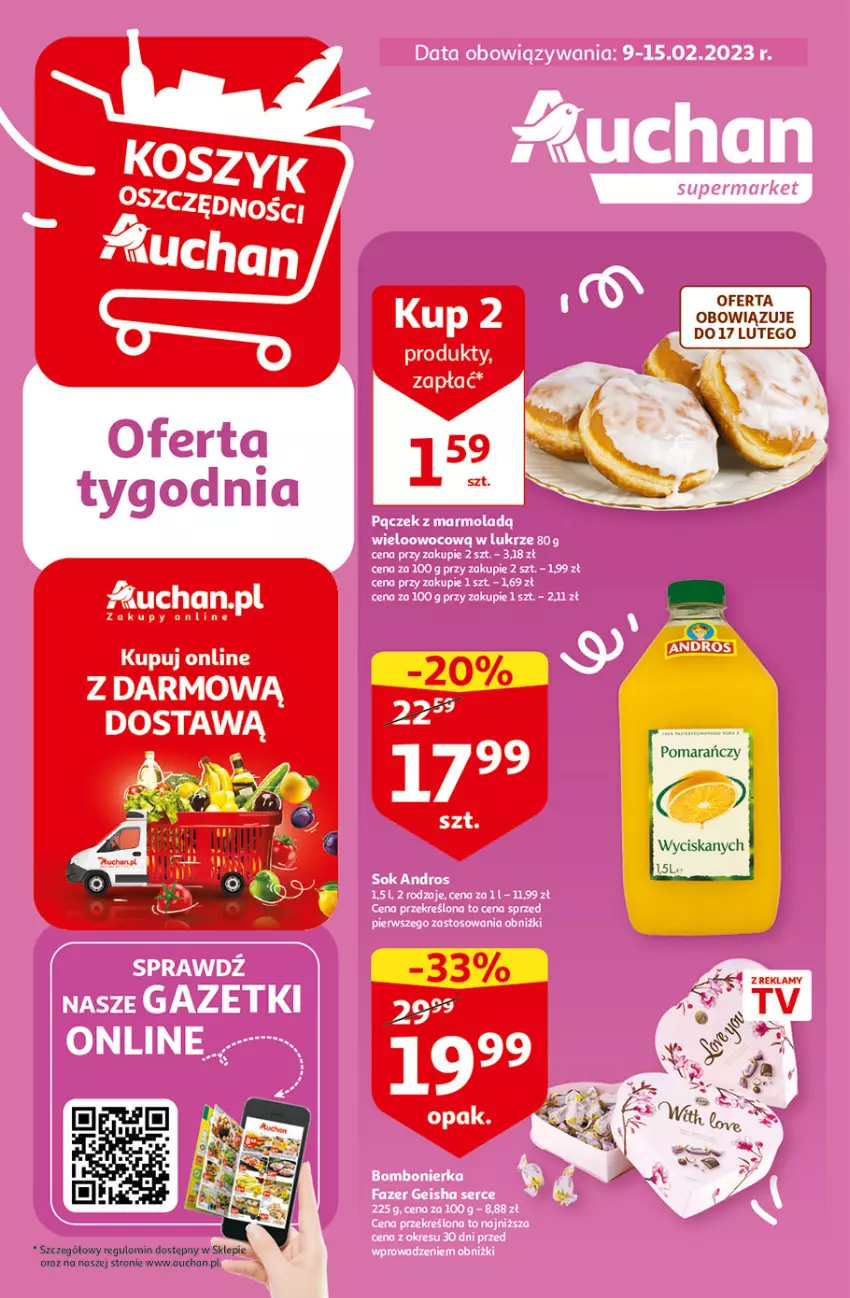 Gazetka promocyjna Auchan - Gazetka Koszyk Oszczędności Supermarket Auchan - ważna 09.02 do 15.02.2023 - strona 1