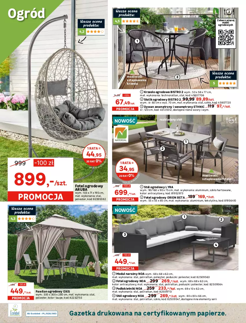 Gazetka promocyjna Leroy Merlin - Nowy ogród - ważna 24.03 do 13.04.2021 - strona 2 - produkty: Dywan, Fa, Fotel, Gra, Grill, Grill gazowy, Krzesło, Krzesło ogrodowe, Markiza, Ogród, Papier, Parasol, Półka, Por, Ser, Sofa, Sok, Sport, Stock, Stół, Stolik, Telefon, Tran