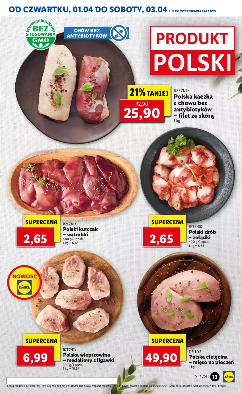 Gazetka promocyjna Lidl - GAZETKA - ważna 01.04 do 03.04.2021 - strona 13 - produkty: Drób, Kaczka, Kurczak, Lion, Mięso, Piec, Wieprzowina