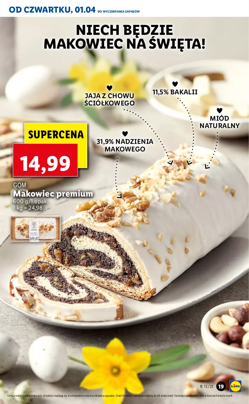 Gazetka promocyjna Lidl - GAZETKA - ważna 01.04 do 03.04.2021 - strona 19 - produkty: Jaja, Makowiec, Miód