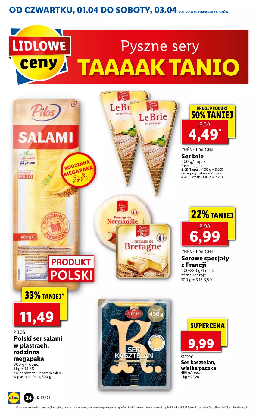 Gazetka promocyjna Lidl - GAZETKA - ważna 01.04 do 03.04.2021 - strona 24 - produkty: Brie, Kasztelan, Pilos, Por, Salami, Ser, Ser Kasztelan, Ser salami