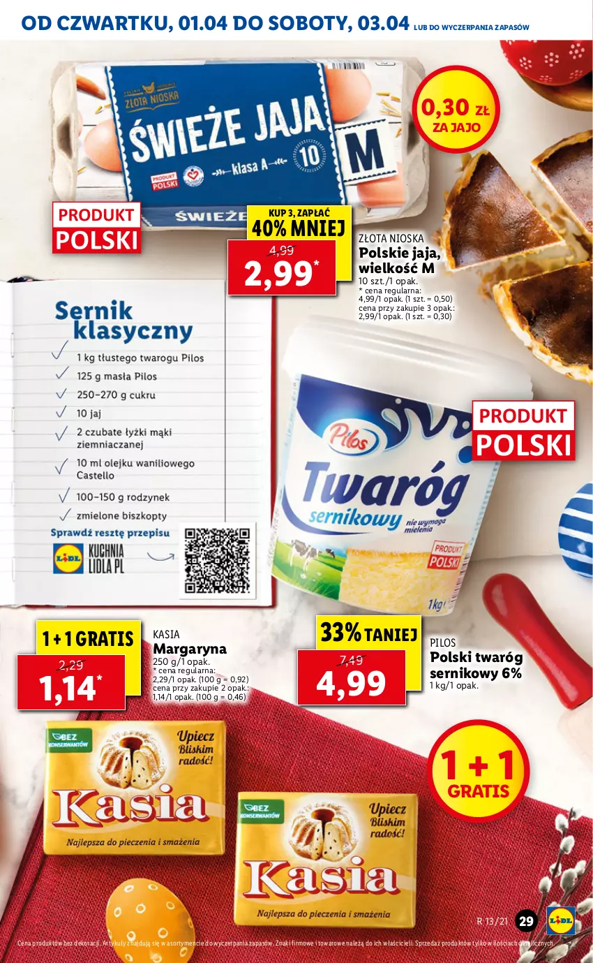 Gazetka promocyjna Lidl - GAZETKA - ważna 01.04 do 03.04.2021 - strona 29 - produkty: Gra, Jaja, Kasia, Margaryna, Pilos, Ser, Twaróg