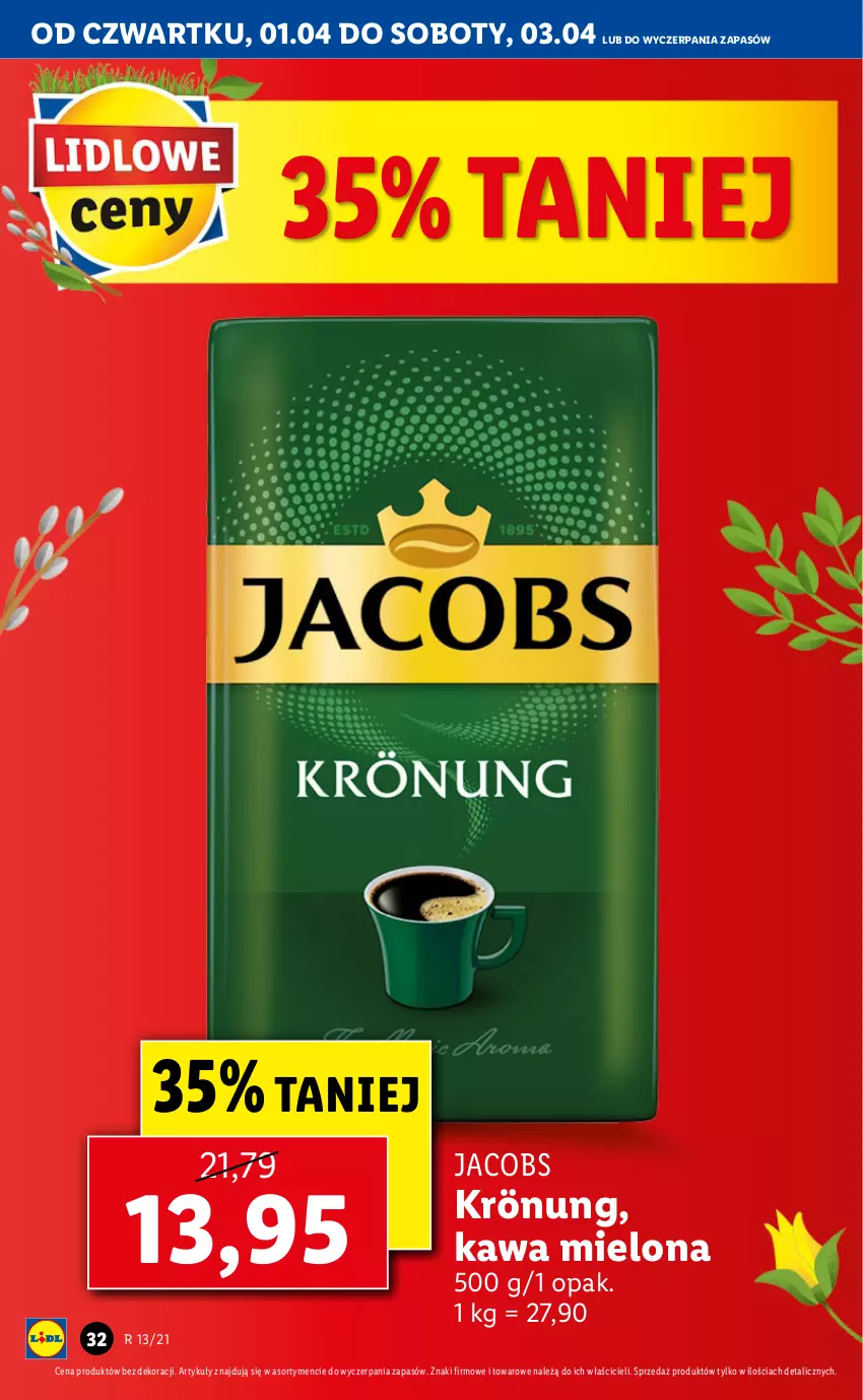 Gazetka promocyjna Lidl - GAZETKA - ważna 01.04 do 03.04.2021 - strona 32 - produkty: Jacobs, Jacobs Krönung, Kawa, Kawa mielona