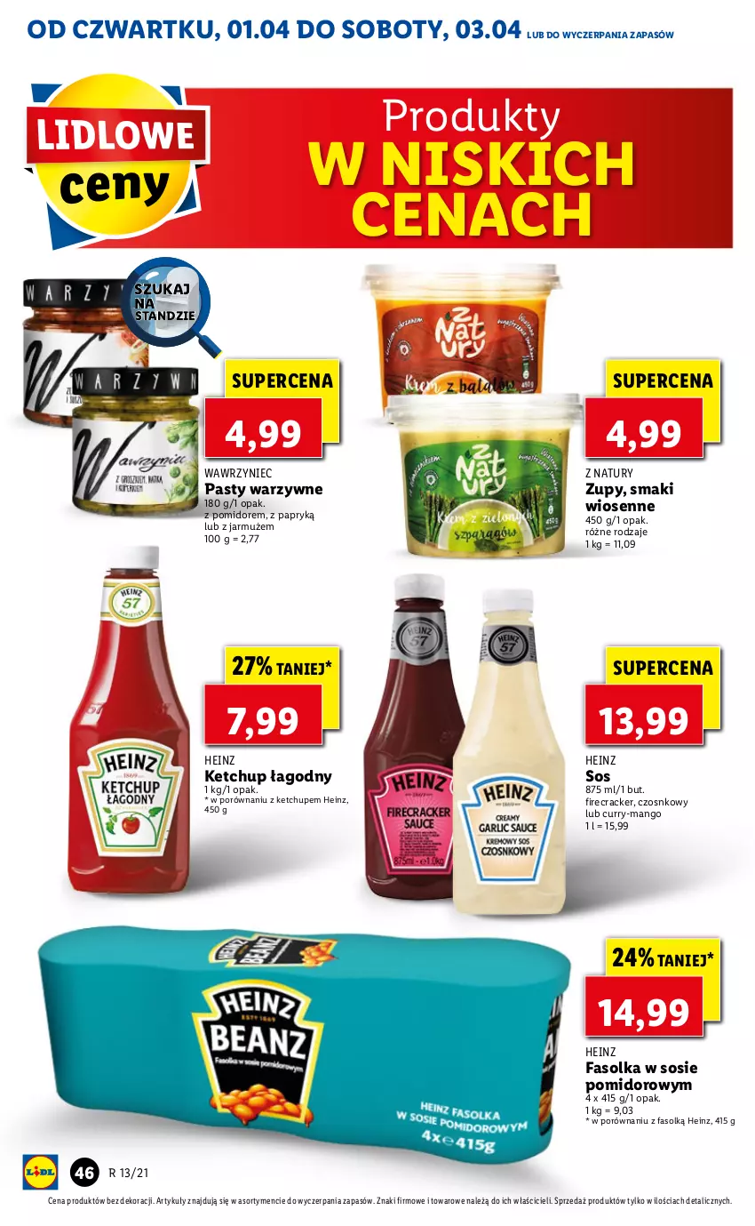 Gazetka promocyjna Lidl - GAZETKA - ważna 01.04 do 03.04.2021 - strona 46 - produkty: Fa, Heinz, Jarmuż, Ketchup, Mango, Por, Sos