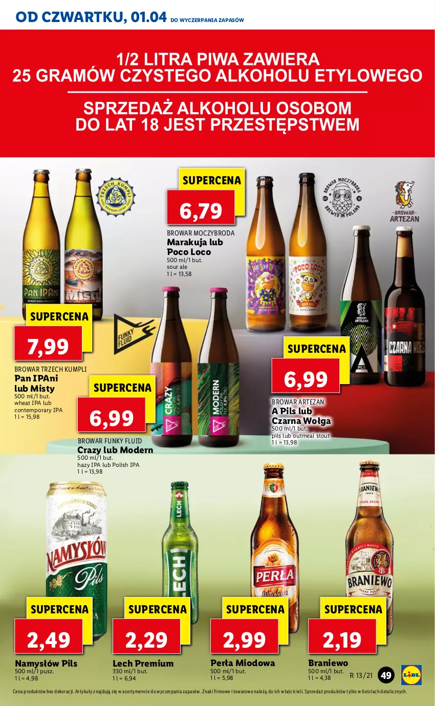 Gazetka promocyjna Lidl - GAZETKA - ważna 01.04 do 03.04.2021 - strona 49 - produkty: Lech Premium, Namysłów, Perła, Poco Loco, Por